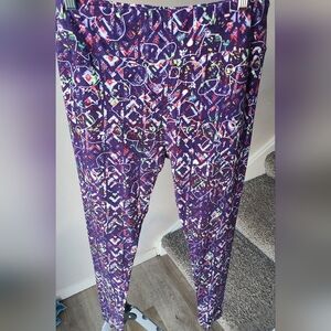 LuLuRoe Tall & Curvy (TC) Purple Multicolor Floral Design Leggings